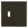 Hubbell Wiring Device-Kellems Wallplate, 2-Gang, 1) Toggle 1) Blank, Brown P113